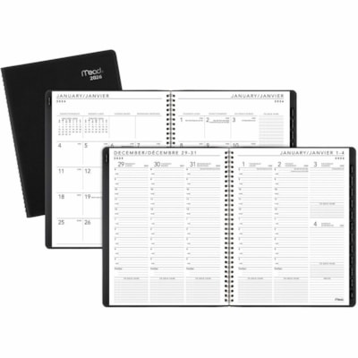 Le cahier de rendez-vous mensuel Contempo 2026 Mead peut aider à la planification des evenements, des tâches et des rendez-vous. - Hebdomadaire, Mensuel - 12 Mois - Janvier 2026 à Décembre 2026 - Toutes les heures - 1 Semaine, 1 Mois Disposition double page - format 8 1/4 po (209,5 CONTEMPORAIN RECYCLÉ  NOIR  BILINGUE