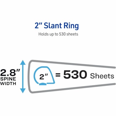 Avery® Durable View Binder 2" , Slant D Rings, Black - 2" (50.80 mm) Binder Capacity - Letter - 8 1/2" (215.90 mm) x 11" (279.40 mm) Sheet Size - 530 Sheet Capacity - 3 x 2" (50.80 mm) Ring(s) - Fastener(s): Slant Ring - Pocket(s): 2, Internal - Polypropylene - Black - Recycled - Pocket, Durable SLANT D RINGS BLACK 2"
