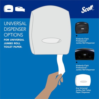 Papier hygiénique Recyclé Scott - 2 Pli - largeur de 3,55 po (90,17 mm) x longueur de 1000 pi (304,80 m) - Blanc - 12 / Carton BOÎTE DE 12 