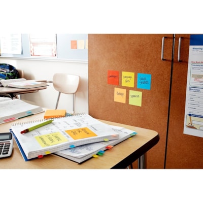 Post-it® Super Sticky Note - 90 - 3" (76.20 mm) Flag/Note Width x 3" (76.20 mm) Flag/Note Length - Square - Daffodil - Self-adhesive - 5 / Pack 654-5SSY-C ELECTRIC YELLOW 3INX3IN (76MMX76MM)