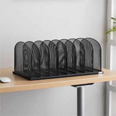 Safco Mesh Desk Organizers - 8 Compartment(s) - Compartment Size : 2" (50.80 mm) - 8.3" (209.55 mm) Height x 19.3" (488.95 mm) Width x 11.5" (292.10 mm) Depth - Desktop - Powder Coated - Black - Steel - 1 Each 8 - 2" WIDE VERTICAL PARTS.BLK 19 1/4"W X 11 1/2"D X 8 1/4"H