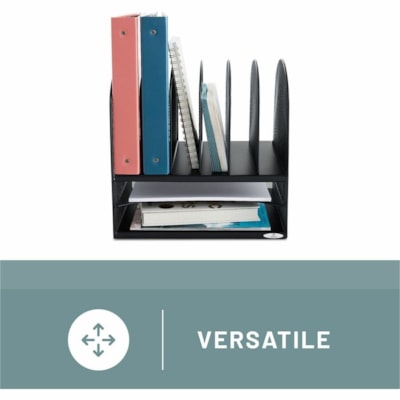Safco - Organisateur de bureau Onyx 2 horizontal/6 vertical - 8 Compartiment(s) - hauteur de 13 po (330,20 mm) x largeur de 13,3 po (336,55 mm) x profondeur de 11,5 po (292,10 mm) - Bureau - Noir - Acier - 1 chaque  