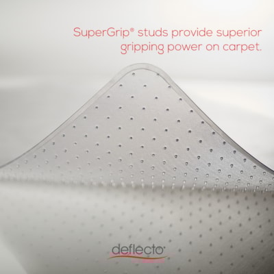 Deflecto - DuraMat pour tapis - Sol moquetté - longueur de tapis 48 po (1219,20 mm) x largeur de tapis 36 po (914,40 mm) - longueur de lèvre 12 po (304,80 mm) x largeur de lèvre 20 po (508 mm) - Vinyle - clair - 1 chaque POUR TAPIS À POILS COURTS VINYLE TRANSPARENT