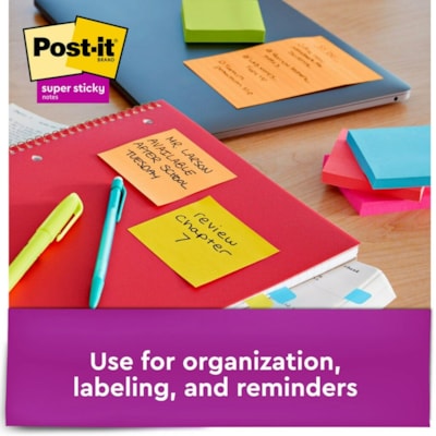 Post-it® Super Sticky Notes - Energy Boost Color Collection - 450 - 3" (76.20 mm) Flag/Note Width x 3" (76.20 mm) Flag/Note Length - Square - 90 Sheets per Pad - Unruled - Vital Orange, Tropical Pink, Sunnyside, Blue Paradise, Limeade - Paper - Self-adhesive - 5 / Pack ENERGY BOOST COLOUR COLLECTN 