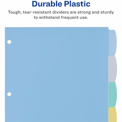 Avery® Big Tab(tm) Write & Erase Plastic Dividers, 5 tabs, 1 set - 5 x Divider(s) - 5 Write-on Tab(s) - 5 Tab(s)/Set - 8.50" (215.90 mm) Divider Width x 11" (279.40 mm) Divider Length - Letter - 8.50" (215.90 mm) Width x 11" (279.40 mm) Length - 3 Hole Punched - Multicolor Plastic Divider - M REFERENCE DIVIDERS 1 SET/PKG 