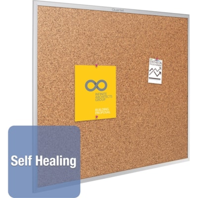 Quartet Classic Series Bulletin Board - 24" (609.60 mm) Board Height x 36" (914.40 mm) Board Width - Brown Natural Cork Surface - Heavy-gauge, Self-healing, Heavy Duty - Silver Aluminum Frame - 1 Each HEAVY GUAGE ANODIZED ALUMINUM FRAME WIDTH 1 1/4" QUARTET