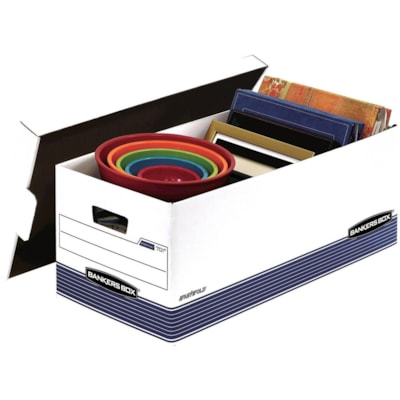Bankers Box STOR/FILE Storage Box - Internal Dimensions: 12" (304.80 mm) Width x 24" (609.60 mm) Depth x 10" (254 mm) Height - External Dimensions: 12.9" (327.15 mm) Width x 25.4" (644.65 mm) Depth x 10.3" (260.35 mm) Height - Media Size Supported: Letter - Lift-off Closure - Medium Duty - Stackable STORAGE BOX 