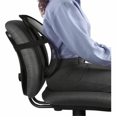 Fellowes Office Suites Mesh Back Support - Black - Mesh Fabric - 1 Each BLACK MESH STRAPS TO ANY CHAIR