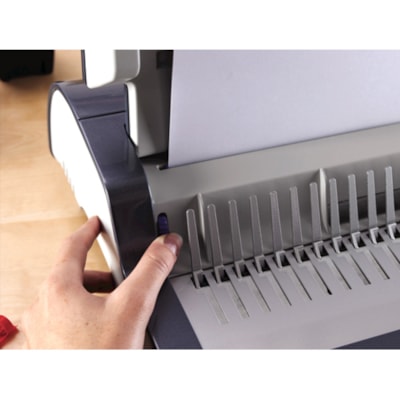 Fellowes Quasar(tm) E 500 Electric Comb Binding Machine w/ Starter Kit - CombBind - 500 Sheet(s) Bind - 25 Punch - 5.13" (130.30 mm) Height x 16.88" (428.75 mm) Width x 15.38" (390.65 mm) Depth - Metallic Silver, Black ELECTRIC. PUNCHES 25 SHTS BINDS UP TO 500 SHEETS
