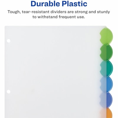 Avery - Diviseurs en plastique Edge insérables, 8 onglets, 1 jeu - 8 x Intercalaire(s) - 8 - 8 Onglet(s)/Ensemble - largeur de l'intercalaire 8,50 po (215,90 mm) x longueur de l'intercalaire 11 po (279,40 mm) - 3 TrouPerforé - Divider Translucide Plastique - Tab(s) Multicouleur Plastiq PLASTIQUE DURABLE  8 ONGLET SANS PVC  MULTICOULEUR