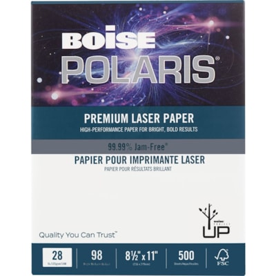 Polaris Laser Paper - 97 Brightness - Letter - 8 1/2" (215.90 mm) x 11" (279.40 mm) - 28 lb (12700.59 g) Basis Weight - Smooth - Jam-free, Double-sided - Bright White - 500 Sheet 500/PK WHT REPLACING LL1032