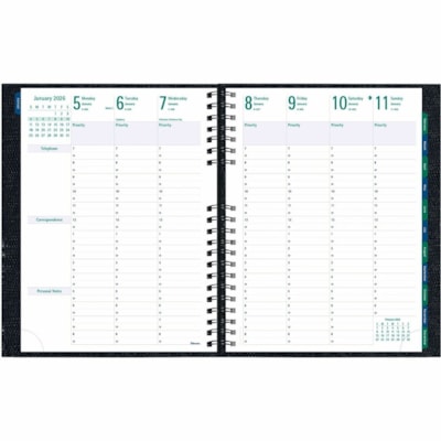 Blueline 2026 Timanager CoilPro 13-Month Weekly Planner - December to December - 11" x 8-1/2" - Black - English - Business - Weekly, Monthly - 13 Month - December 2025 to December 2026 - 7:00 AM to 8:30 PM - Half-hourly, 7:00 AM to 6:30 PM - Sunday - 1 Week Double Page Layout - Letter - 8 1/2" (215.  