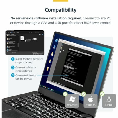 StarTech.com KVM Console to USB 2.0 Portable Laptop Crash Cart Adapter, Compact Notebook/Netbook KVM to USB Portable KVM Console, TAA - Turn any laptop into a console for headless servers, PCs, ATMs, kiosks and more - usb crash cart adapter - laptop crash cart - laptop kvm console -portable crash ca USB 2.0 Portable Laptop Crash Cart Adapter turns y