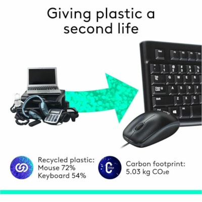 Logitech MK120 Desktop Corded Combo Set - USB Cable Keyboard - 104 Key - USB Cable Mouse - Optical - 1000 dpi - 3 Button - Scroll Wheel - Compatible with Computer for PC - 1 Each  