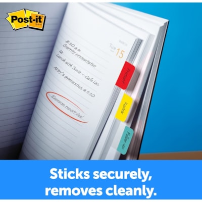 Post-it® - Onglet dossier Durable 686ALYR - Inscriptibe Onglet(s) - hauteur de l'onglet 2 po (50,80 mm) x largeur de l'onglet 1,50 po (38,10 mm) - Tab(s) Rouge, Jaune, Vert, Bleu - Résistants, Repositionnable, Résistant à l'usure, Résistant aux déchirures - 24 /   
