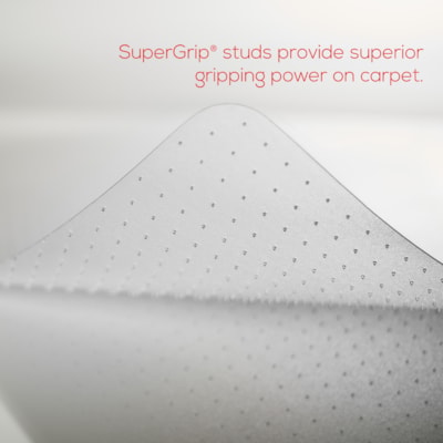 Deflecto EconoMat Chair Mat - Carpeted Floor - 53" (1346.20 mm) Length x 45" (1143 mm) Width x 0.063" (1.59 mm) Thickness - Rectangular - Polycarbonate - Clear - 1 Each STUDDED FOR ALL PILES 