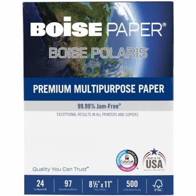 Polaris - Papier à usage multiple - 97 Luminosité - format lettre - 8 1/2 po (215,90 mm) x 11 po (279,40 mm) - 24 lb (10886,22 g) Poids de Base - Standard - Sans bourrage, Double face, Technologie ColorLok, Sans acide - Blanc - 5000 Feuilles - 500 Feuilles per rame 8.5X11 BLANC 