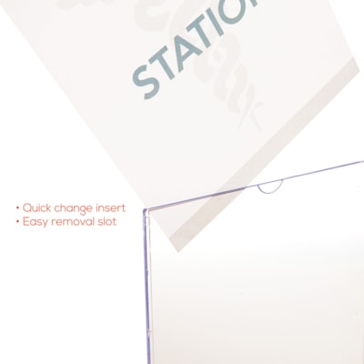 Deflecto - Porte-panneau de bureau - hauteur de 11 po (279,40 mm) x largeur de 8,50 po (215,90 mm) - clair - 1 chaque CHARGE PAR LA HAUT 8-1/2" X 11" - CLAIR
