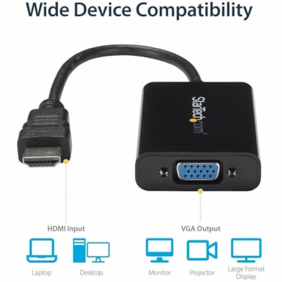 StarTech.com Câble A/V StarTech.com - HDMI/Mini-phone/USB/VGA - pour Périphérique audio/vidéo, Ultrabook, Ordinateur Portable, Projecteur, Moniteur, TV - 1 Pack - HDMI/Mini-phone/USB/VGA pour Périphérique audio/vidéo, Ultrabook, Ordinateur Portable, Pr  Ã  VGA   avec discrete audio output-hdmi Ã  VGA e