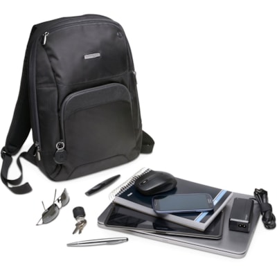 Kensington Triple Trek Carrying Case (Backpack) for 14" Ultrabook, Chromebook, Tablet, Smartphone - Black - Scratch Resistant - Fleece Interior Material - Shoulder Strap, Handle, Trolley Strap  