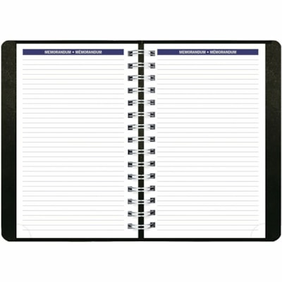 Blueline 2026 DuraGlobe 12-Month Daily Planner - January to December - 8" x 5" - Black - Bilingual - Daily - 12 Month - January 2026 to December 2026 - 7:00 AM to 7:30 PM - Half-hourly - Monday - Friday - 1 Day Single Page Layout - 5" (127 mm) x 8" (203.20 mm) Sheet Size - Twin Wire - Black - Paper,  