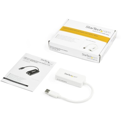 StarTech.com USB 3.0 to Gigabit Ethernet Adapter NIC w/ USB Port - White - Add a Gigabit Ethernet port and a USB 3.0 pass-through port to your laptop through a single USB 3.0 port - USB 3.0 to Gigabit Ethernet Adapter with USB Port (White) - 10/100/1000 Mbps USB 3.0 LAN Adapter - External USB Networ d a USB 3.0 pass-through port to your laptop throu