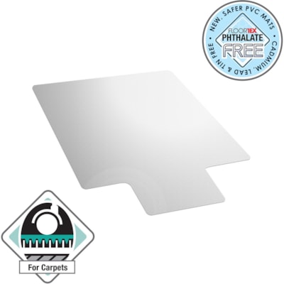 Floortex Computex® Anti-Static Vinyl Lipped Chair Mat for Carpets up to 3/8" - 36" x 48" - Carpeted Floor, Carpet, Electrical Equipment - 48" (1219.20 mm) Length x 36" (914.40 mm) Width x 0.110" (2.79 mm) Depth x 0.110" (2.79 mm) Thickness - Lip Size 10" (254 mm) Length x 20" (508 mm) Width - Li GRIPPER BACK FOR CARPET TO 3/8 PROTECT COMPUTERS FROM STATIC