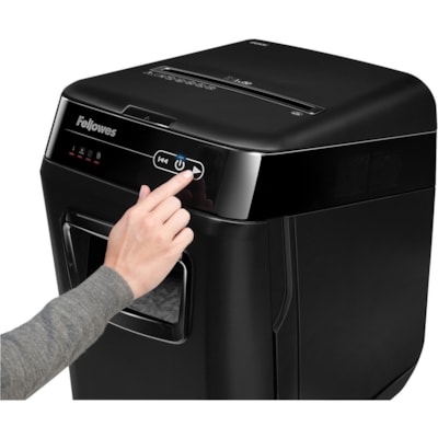 Fellowes AutoMax(tm) 200C Auto Feed Shredder - Non-continuous Shredder - Cross Cut - 10 Per Pass - for shredding Staples, Paper Clip, Credit Card, CD, DVD, Junk Mail, Paper - 0.2" (3.97 mm) x 1.5" (38.10 mm) Shred Size - P-4 - 2.20 in/s (55.88 mm/s) - 9" (228.60 mm) Throat - 12 Minute Run Time -  200 SHEET CROSS CUT 8.5 GAL SHRED SIZE 0.16MM X 1.5MM