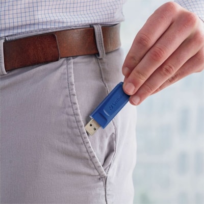Verbatim 128GB USB Flash Drive - Blue - 128 GB - USB 2.0 Type A - Blue - 5 Year Warranty - 1 Each  USB FLASH DRIVE BUILT-IN MICROBAN