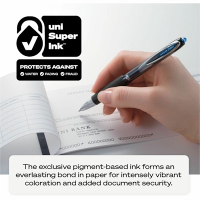 uniball(tm) 207 Gel Pen - 0.7 mm (0.03") Medium Pen Point - Refillable - Retractable - Black Ink - Pigment-based - 36 / Pack  