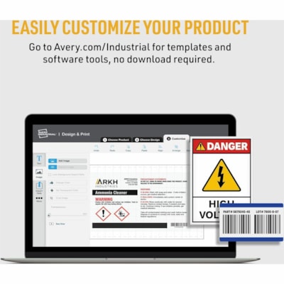 Avery® UltraDuty(tm) GHS Chemical Labels4" x 4" , Permanent Adhesive, for Laser Printers - 4" (101.60 mm) Width x 4" (101.60 mm) Length - Permanent Adhesive - Rectangle - Laser - White - Film - Water Resistant - 4 / Sheet - 50 Total Sheets - 200 Total Label(s) - 200 / Box 200 LABELS  WHT  LSR  4" X 4" CHEM ABRASION  UV  WATER PROOF