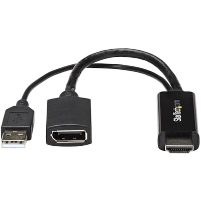 StarTech.com HDMI to DisplayPort Adapter - 4K 30Hz - HDMI to DisplayPort Converter - Compact HDMI to DP Adapter - USB-Powered - Connect an HDMI laptop or desktop to a DisplayPort monitor, using this compact, USB-powered adapter - HDMI to DisplayPort Adapter - HDMI to DisplayPort Converter - HDMI to   ADAP 
