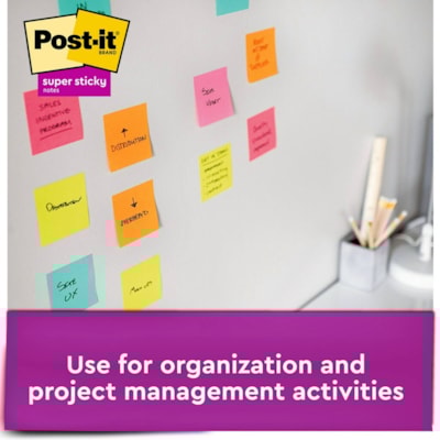 Post-it® - Feuillets Super Sticky - collection Miami - largeur de drapeau/note 3 po (76,20 mm) x longueur de drapeau/note 3 po (76,20 mm) - Rectangulaires - 90 Feuilles par bloc - Papier - Autocollant, Amovible, Recyclable - 6 / emballage 3"X3"  6PACK 