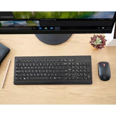Lenovo Professional Wireless Combo Keyboard & Mouse (French Canadian 445) - USB Wireless RF 2.40 GHz Keyboard - French (Canada) - Black - USB Wireless RF Mouse - Laser - 1600 dpi - Tilt Wheel - Black - Symmetrical - AA - Compatible with PC rench 
