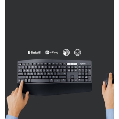 Logitech® MK850 Performance Wireless Keyboard and Mouse Combo (French Layout) - USB Wireless Bluetooth/RF Keyboard - French - USB Wireless Bluetooth/RF Mouse - Optical - 1000 dpi - Scroll Wheel - AAA, AA - Compatible with Smartphone, Desktop Computer, Notebook for Windows, Mac  