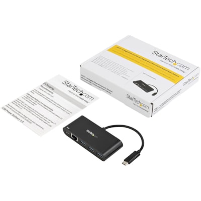 StarTech.com USB-C to Ethernet Adapter with 3-Port USB 3.0 Hub and Power Delivery - USB-C GbE Network Adapter + USB Hub w/ 3 USB-A Ports - Connect to a GbE network and add 3 USB-A ports and Power Delivery charging through your laptop's USB-C port - USB C Ethernet Adapter - USB C to LAN Adapter - Ide  BOPT 