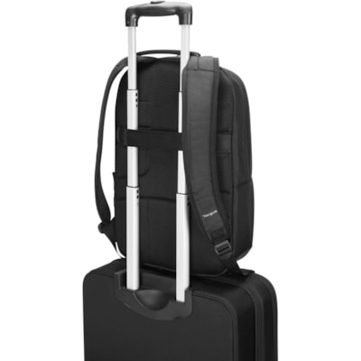 Targus CitySmart TSB893 Carrying Case Rugged (Backpack) for 12" to 16" Notebook - Gray - Weather Resistant Base - Mesh Body - Shoulder Strap, Trolley Strap, Handle - 18.39" (467.11 mm) Height x 12" (304.80 mm) Width x 6" (152.40 mm) Depth - 6.34 gal (24000 mL) Volume Capacity 10" TABLET SECTION. BLACK SLIM  LIGHT WEIGHT COMFORT DES