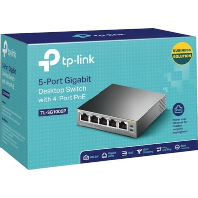 TP-Link 5-Port Gigabit Desktop Switch with 4-Port PoE+ - 5 Ports - Gigabit Ethernet - 10/100/1000Base-T - 2 Layer Supported - 4.30 W Power Consumption - 65 W PoE Budget - Twisted Pair - PoE Ports - Desktop - 3 Year Limited Warranty  