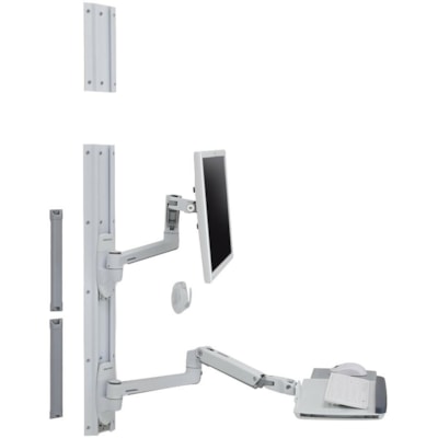 Ergotron Wall Mount Track for Keyboard, LCD Monitor, Mouse - White - 1 Display(s) Supported - 32" Screen Support - 30 lb (13607.77 g) Load Capacity - 75 x 75, 100 x 100 unt System without CPU Holder (white)