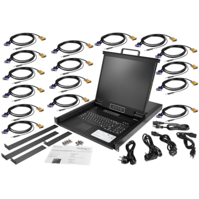 StarTech.com 16 Port Rackmount KVM Console w/ Cables - Integrated KVM Switch w/ 19" LCD - 1U LCD KVM Drawer 50000 MTBF - USB + VGA Support - Rackmount KVM Console w/ 19in Active Matrix TFT LCD Monitor / 1280 x 1024 / 16 Port VGA KVM Switch / 1U LCD KVM Drawer / Set of 6ft Cables / Full Keyboard / Tr  CPNT 