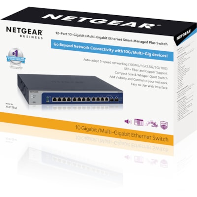 Netgear 12-Port 10-Gigabit/Multi-Gigabit Ethernet Smart Managed Plus Switch (XS512EM) - 12 Ports - Manageable - 10 Gigabit Ethernet - 10GBase-T - 3 Layer Supported - Modular - Twisted Pair, Optical Fiber - Desktop, Rack-mountable - Lifetime Limited Warranty BPERP 