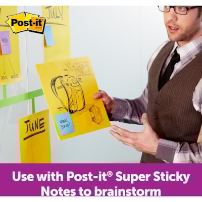 Post-it® - Feuillet adhésif Super Sticky - largeur de drapeau/note 10 63/64 po (279 mm) x longueur de drapeau/note 10 63/64 po (279 mm) - Carré - 30 Feuilles par bloc - Jaune canari - 1 chaque SUPER COLLANT  JAUNE ÉCLATANT 