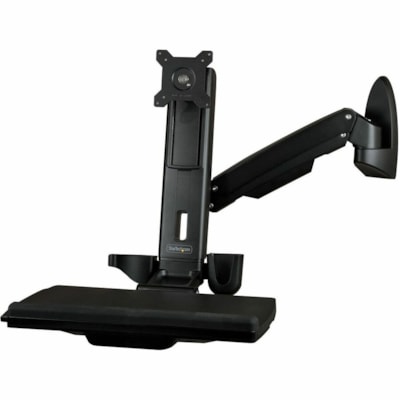 StarTech.com Wall Mount Workstation, Full Motion Standing Desk, Ergonomic Height Adjustable Monitor & Keyboard Tray Arm, For VESA Display - Ergonomic wall-mount workstation - Up to 17lb VESA monitor (incl ultrawide) - Foldable wall mounted standing desk - Articulating height adjustable arm for monit on - Up to 17lb VESA monitor ( incl ultrawide) - Fo