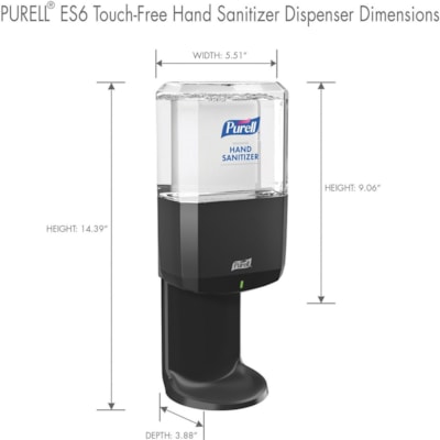 PURELL® - ES6 Distributeur d'antiseptique pour les mains - Automatique - 1,20 L Capacité - Support 4 x C Batterie - Mécanisme de verrouillage, Résistants, Fixation Murale, Sans contact - Graphite - 1 chaque DISTRIBUTEUR DE GRAPHITE TACTI 
