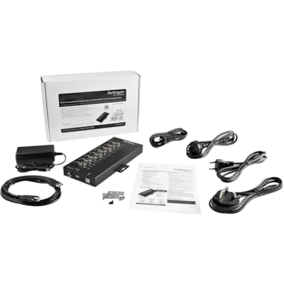 StarTech.com USB to RS232/RS485/RS422 8 Port Serial Hub Adapter - Industrial Metal USB 2.0 to DB9 Serial Converter - Din Rail Mountable - Industrial 8 port serial hub 15kV Level 4 ESD - IP30 rating Metal USB to serial adapter converter w/ each DB9 port set to RS232/RS422/RS485(2wire/4wire) baud rate 5kV Level 4 ESD - IP30 rating Metal USB to serial