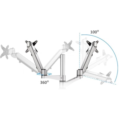 ViewSonic Spring-Loaded Dual Monitor Mounting Arm for Two Monitors up to 27" Each - 2 Display(s) Supported - 27" Screen Support - 30.86 lb (13997.86 g) Load Capacity - 75 x 75, 100 x 100 - VESA Mount Compatible onitor Mounting Arm  Full adju stability provides f