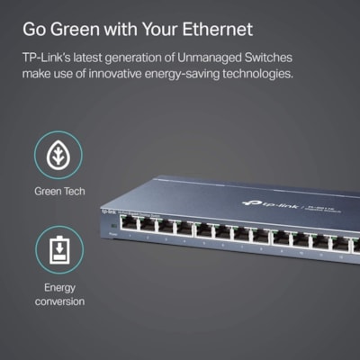 TP-Link 16-Port Gigabit Desktop Switch - 16 Ports - Gigabit Ethernet - 10/100/1000Base-T - 2 Layer Supported - 10 W Power Consumption - Twisted Pair - Desktop, Wall Mountable - 2 Year Limited Warranty  