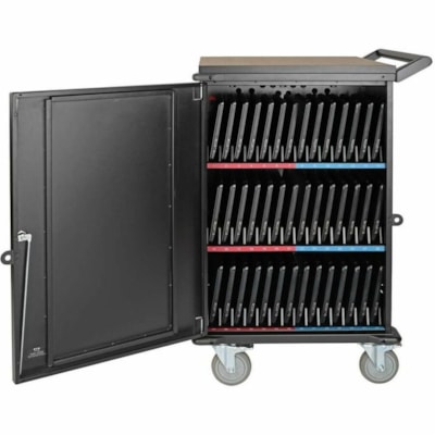 Tripp Lite series CSC42AC 42-Device AC Charging Station Cart, Black - 3 Shelf - Steel, Wood - 26" (661.42 mm) Width x 28.8" (732.54 mm) Depth x 43.1" (1093.47 mm) Height - Steel Frame - Black - For 42 Devices  AC Mobile Charging Cart - Lap tops and Chromebooks