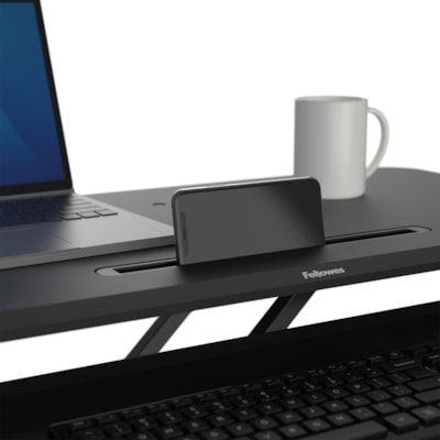 Fellowes Corsivo Sit-Stand Workstation - 4.50" (114.30 mm) Height x 31.50" (800.10 mm) Width x 24.13" (612.90 mm) Depth - Black nd Workstation 