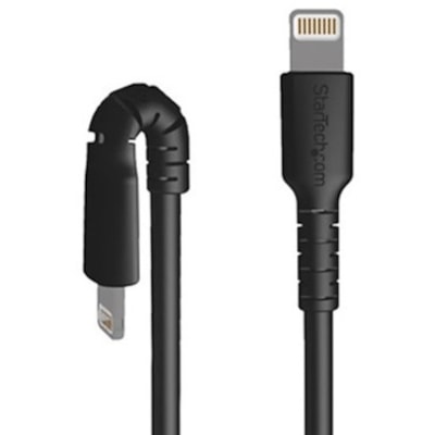 StarTech.com 3 foot/1m Durable Black USB-C to Lightning Cable, Rugged Heavy Duty Charging/Sync Cable for Apple iPhone/iPad MFi Certified - Aramid fiber shelters heavy duty lightning cable from stress of bends/twists - Black durable strong rugged USB-C to Lightning charger cable - Strain relief for 1  CABL 